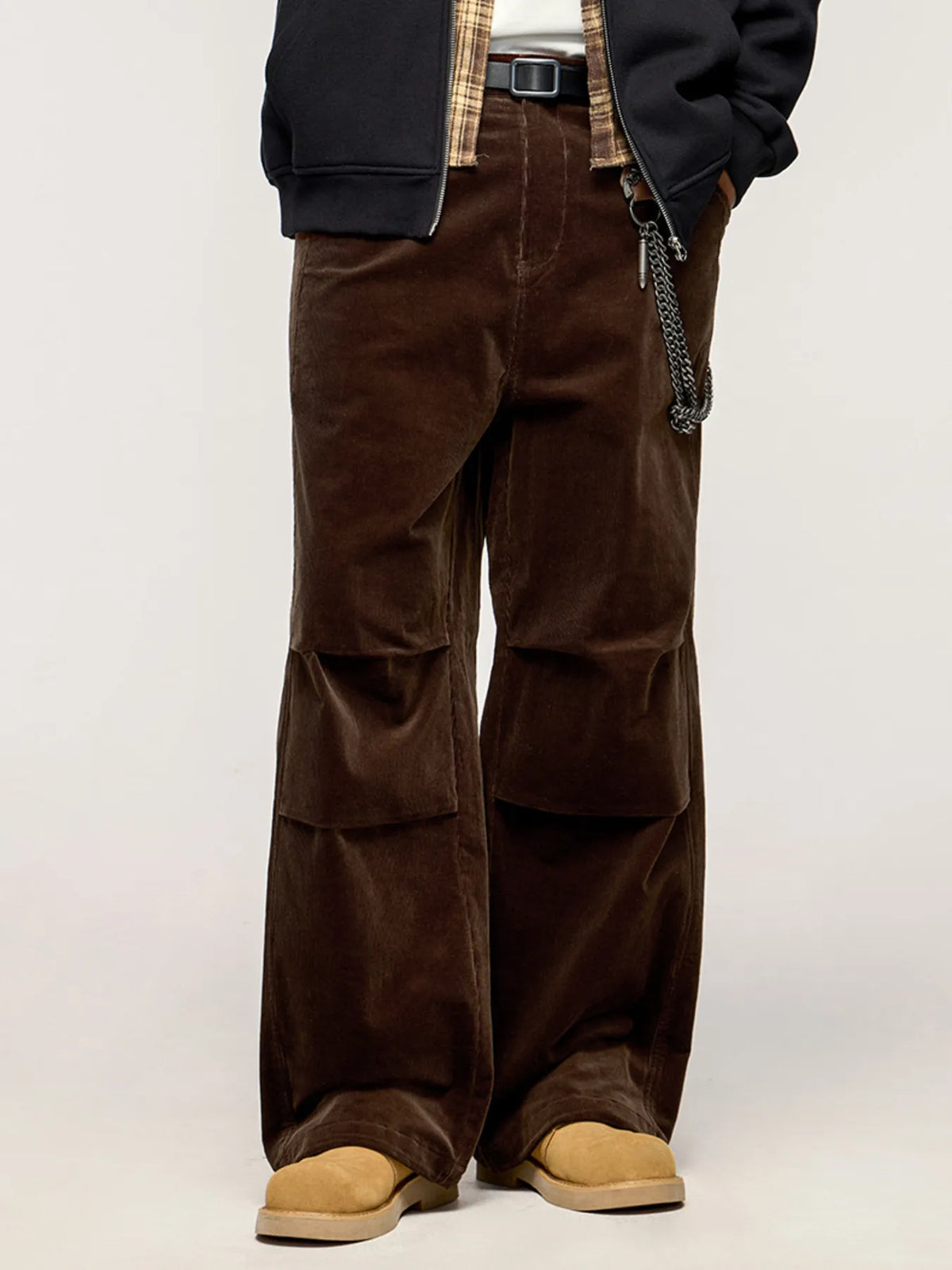 Men's Wide Leg Pants in Coffee Color
