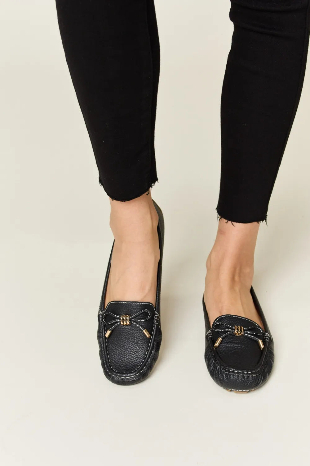 Forever Link Slip On Bow Flats Loafers in Black, view 2