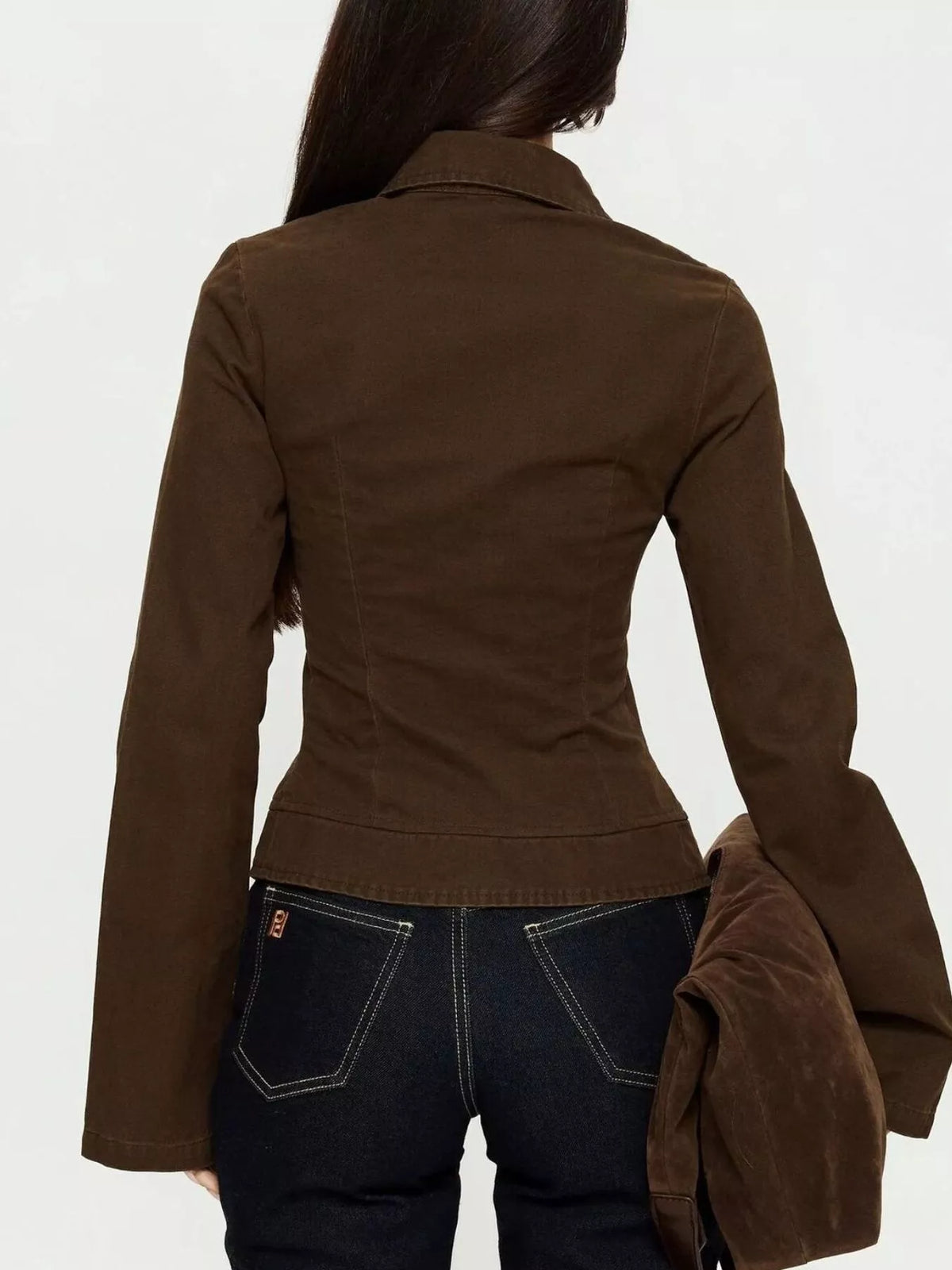 Slim-Fit Utility Zip-Up Cropped Jacket, view 4