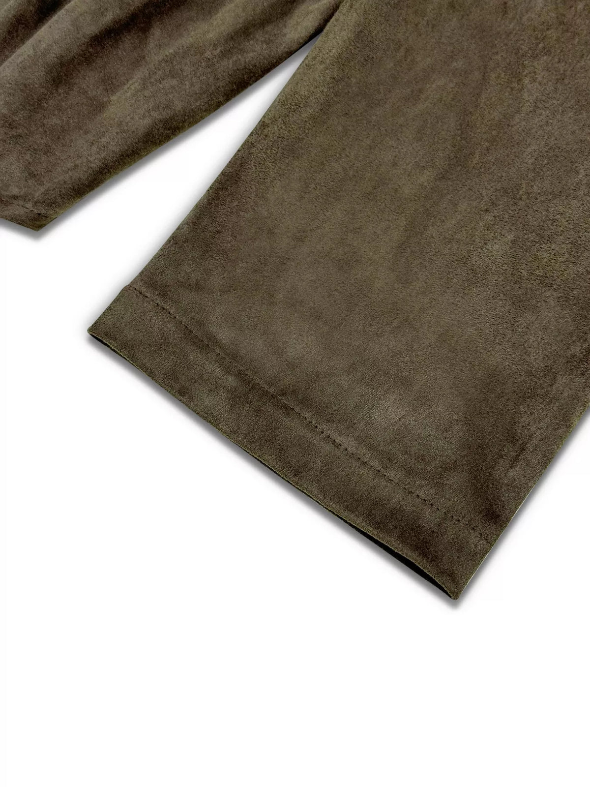 Suede Cropped Bomber Jacket in Army Green, view 9