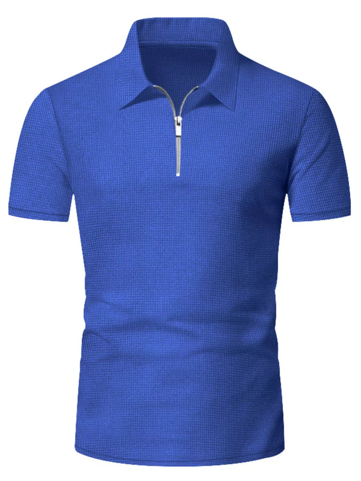 Men's Plus Size Quarter Zipper Polo Shirt and Shorts Set