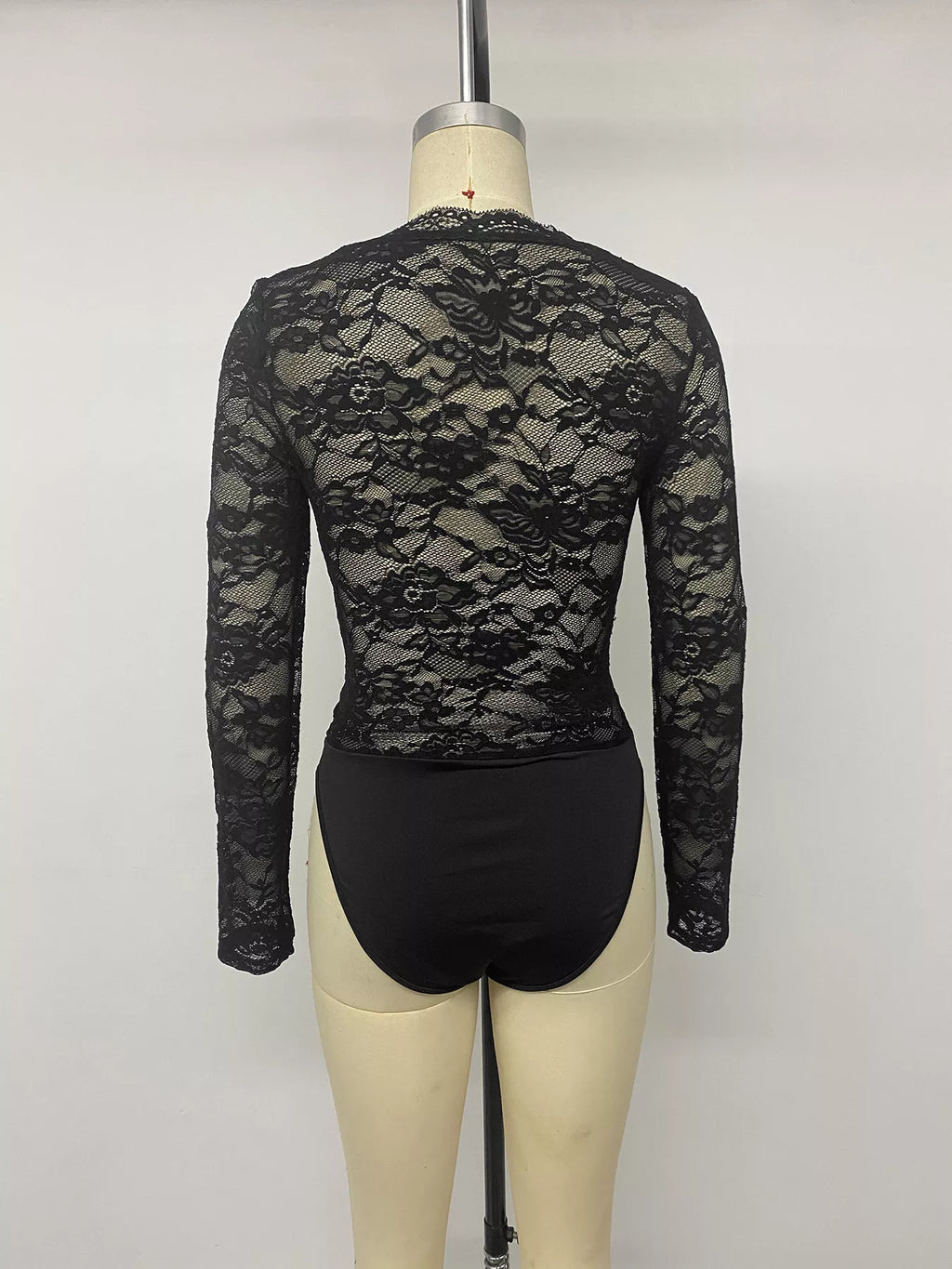 Lace Long Sleeve Bodysuit with Bow Detail - Lilixa.store
