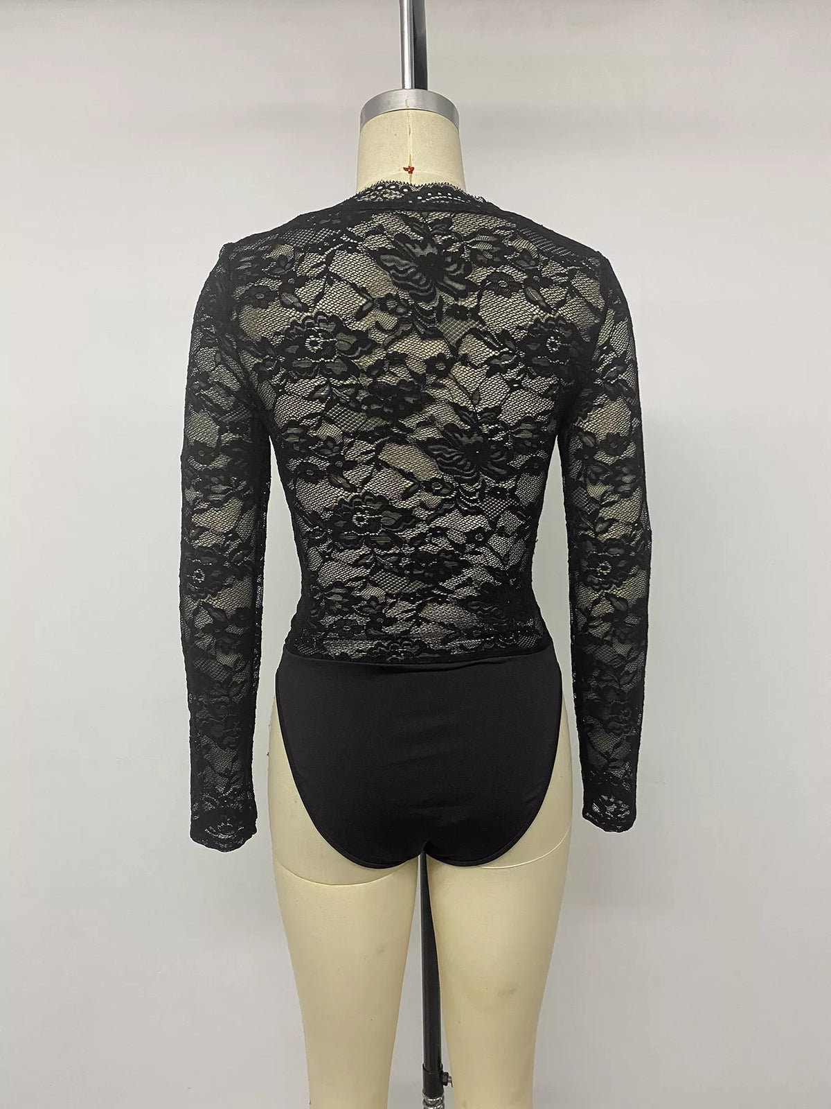 Lace Long Sleeve Bodysuit with Bow Detail - Lilixa.store
