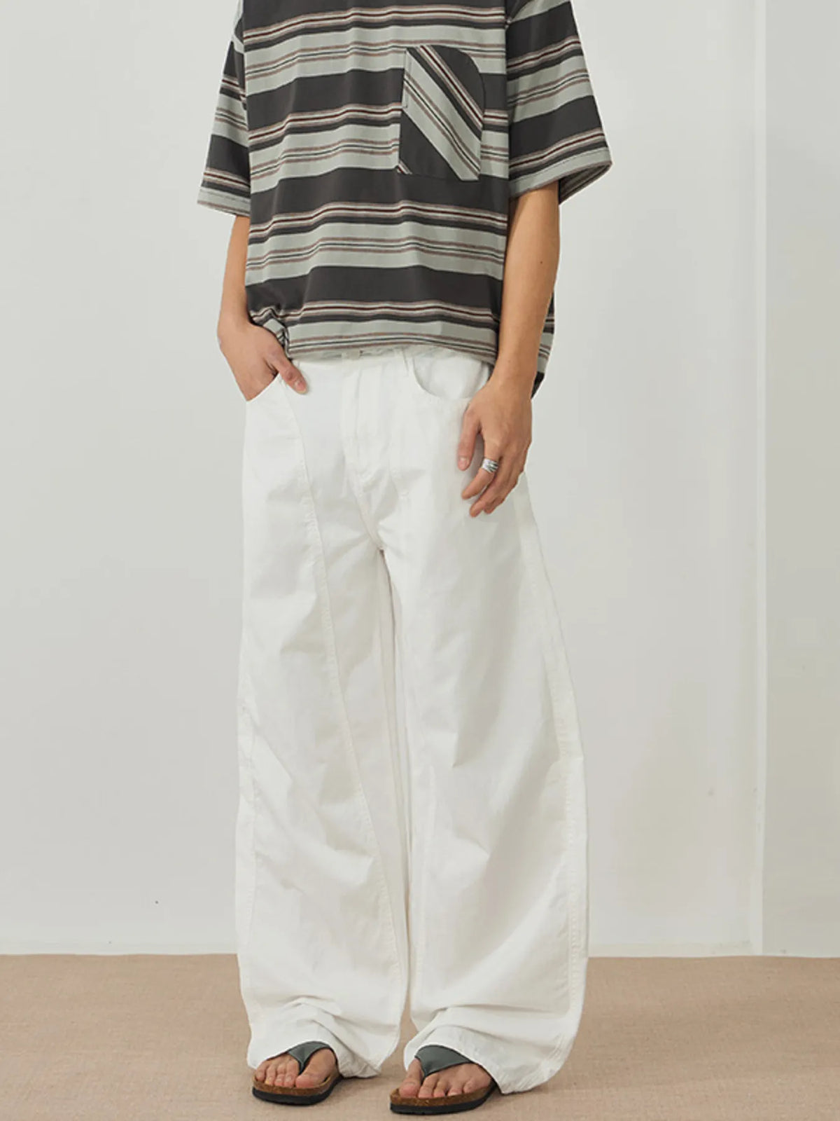 Men's Wide Leg Casual Pants in White