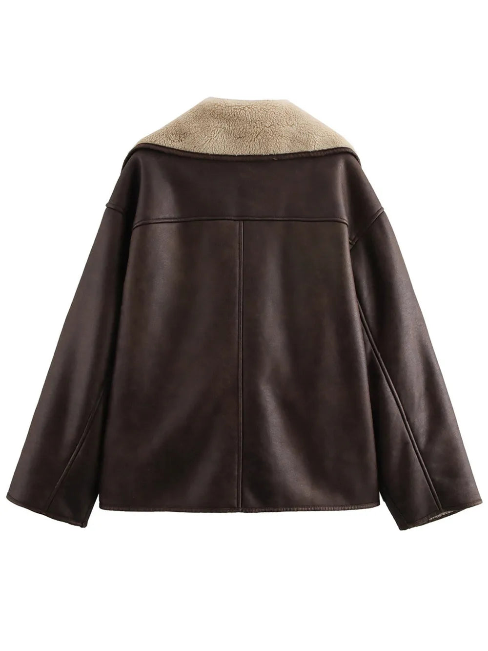 Collared Neck Long Sleeve Plush Jacket, view 5
