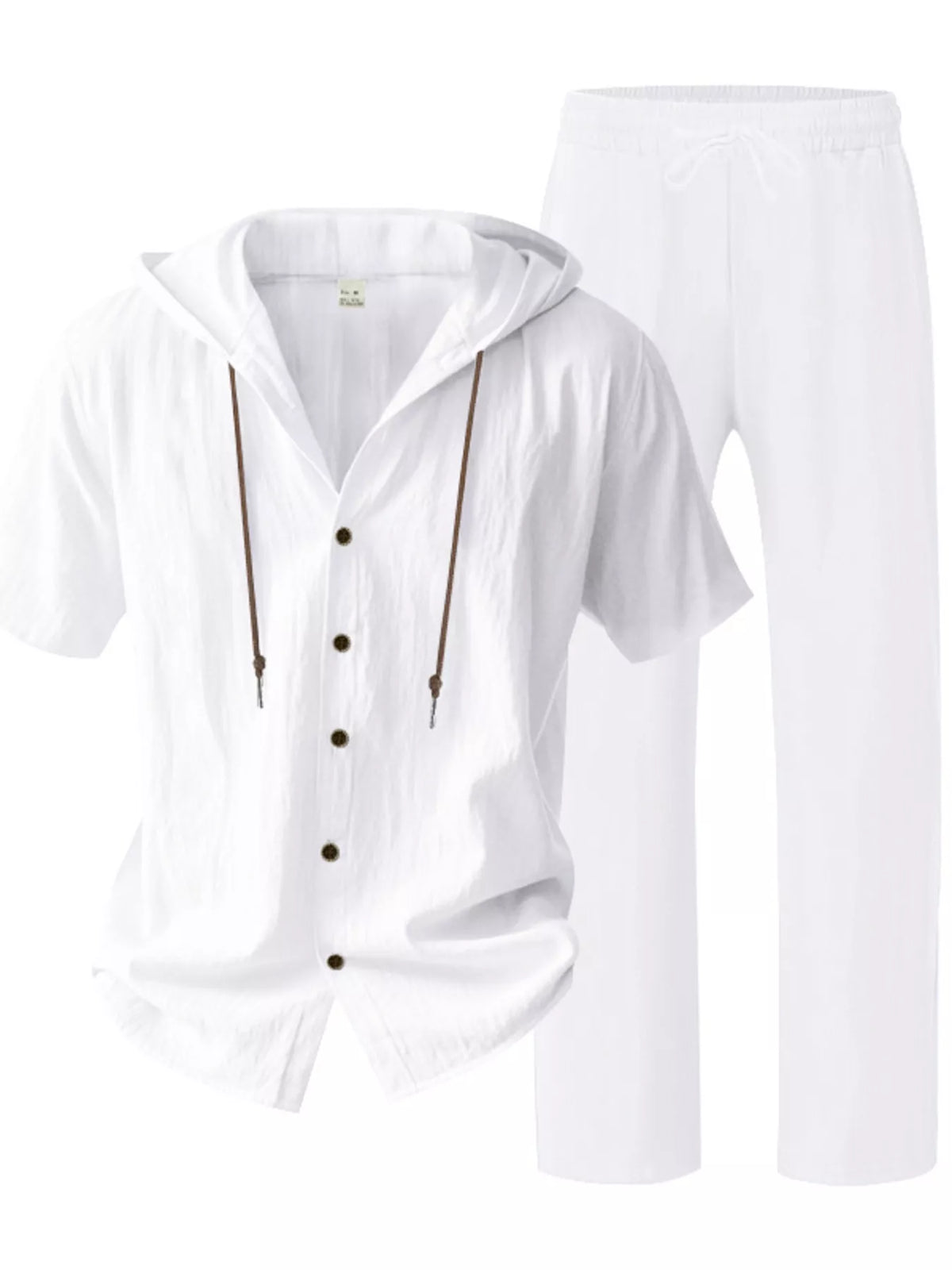 Men's Full Size Button Up Hooded Top and Pants Set Plus Size - Lilixa.store