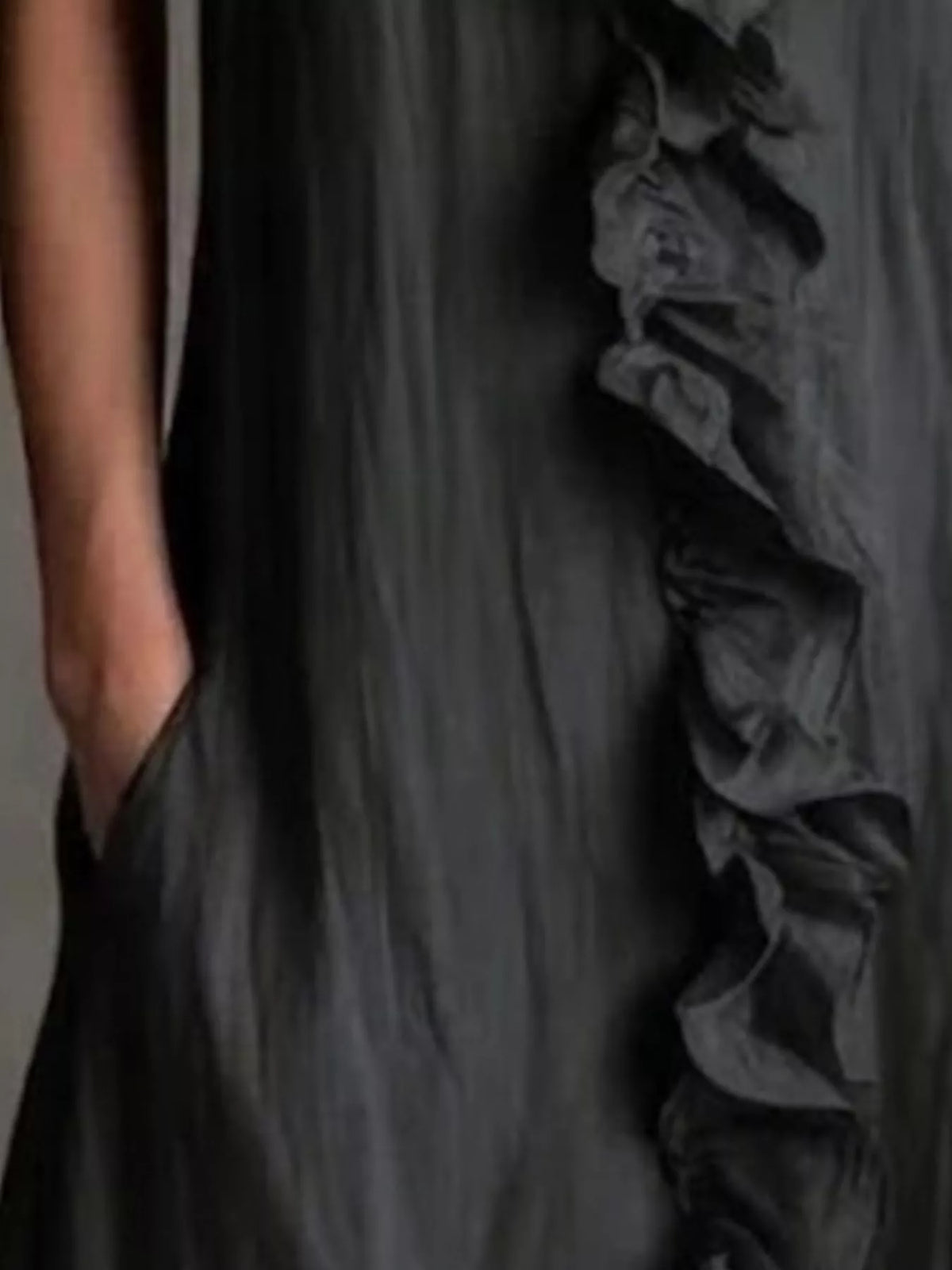 Sleeveless Ruffle Trim V-Neck Midi Dress, view 2