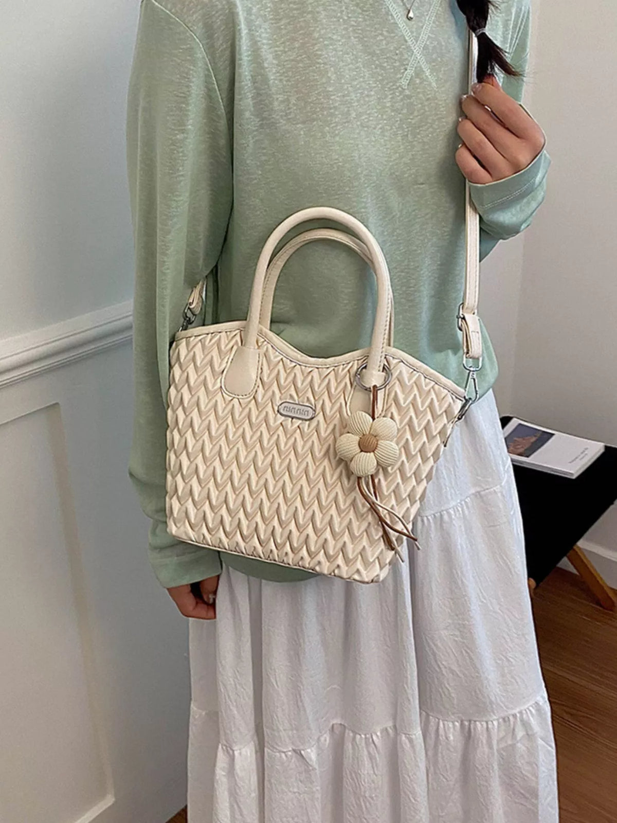 Top Handle Texture Crossbody Bag - Lilixa.store