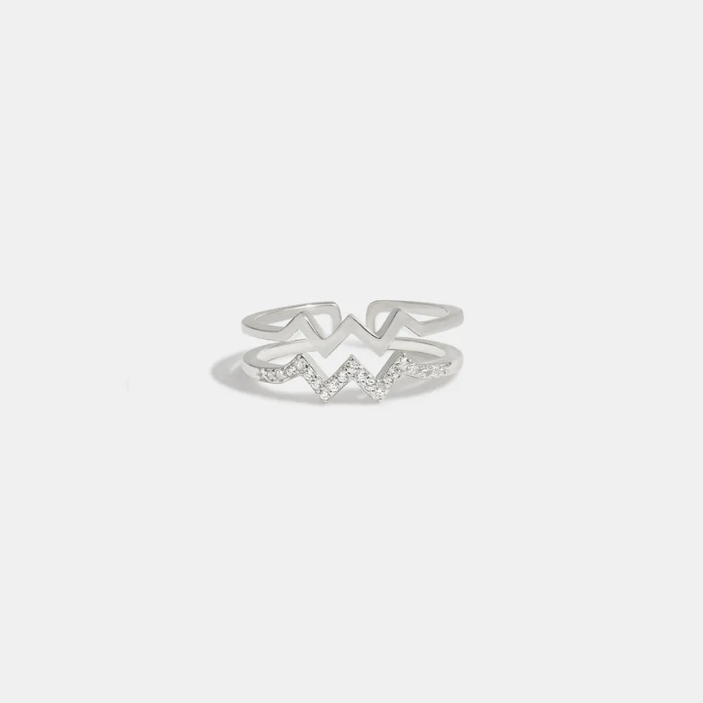 Wave Shape Inlaid Zircon Open Ring - Lilixa.store