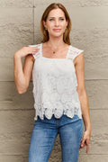 Perfee Lace Detail Square Neck Tank Top - Lilixa.store