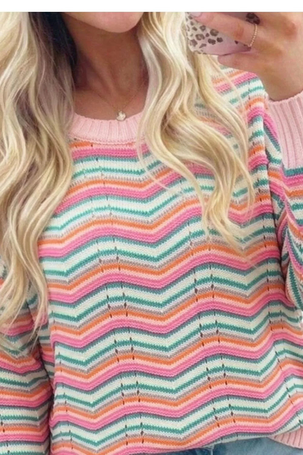 Chevron Striped Knit Sweater - Lilixa.store