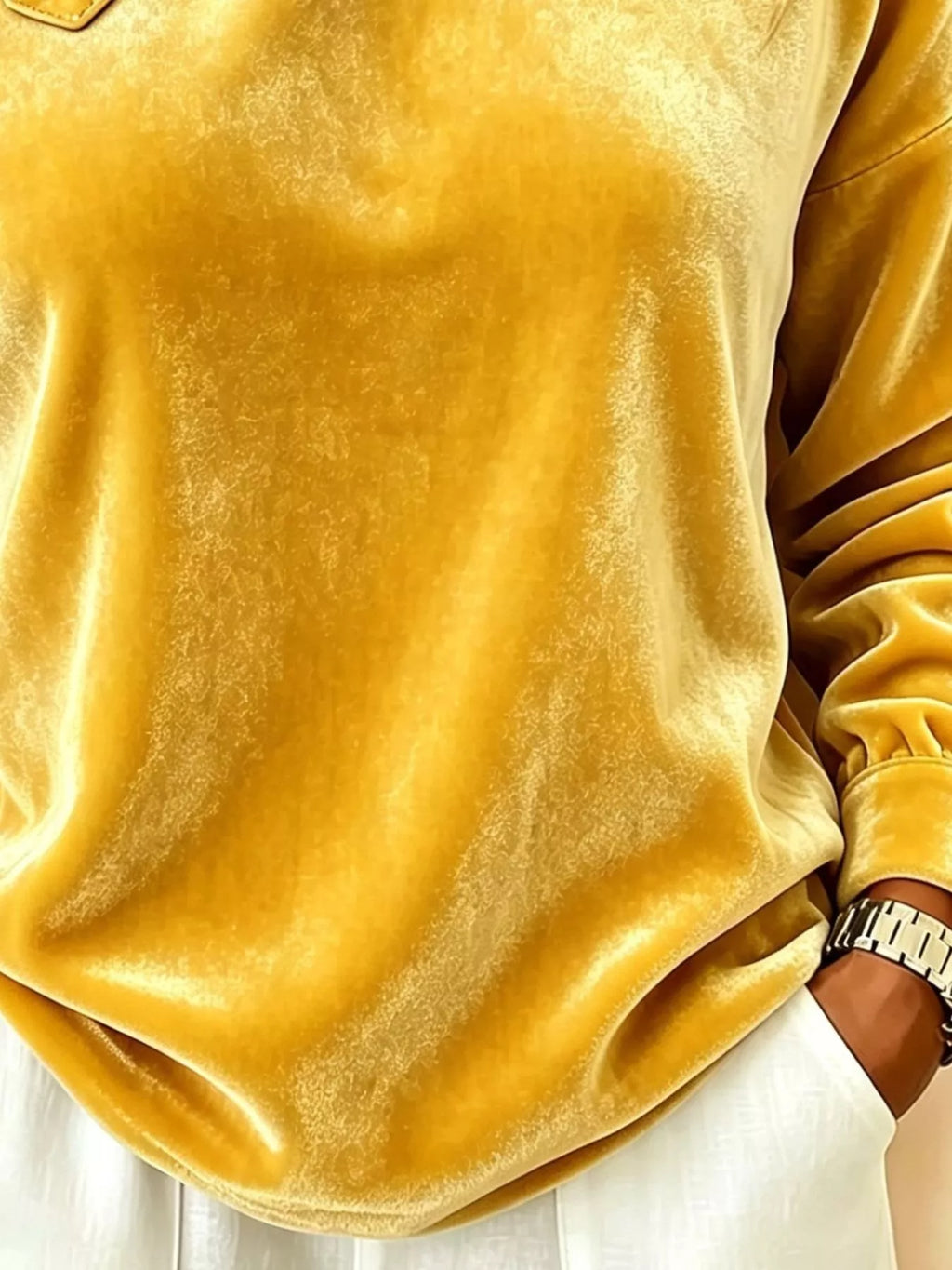 Full Size Velvet Asymmetrical Neck Sweatshirt with Buckle Detail Plus Size - Lilixa.store