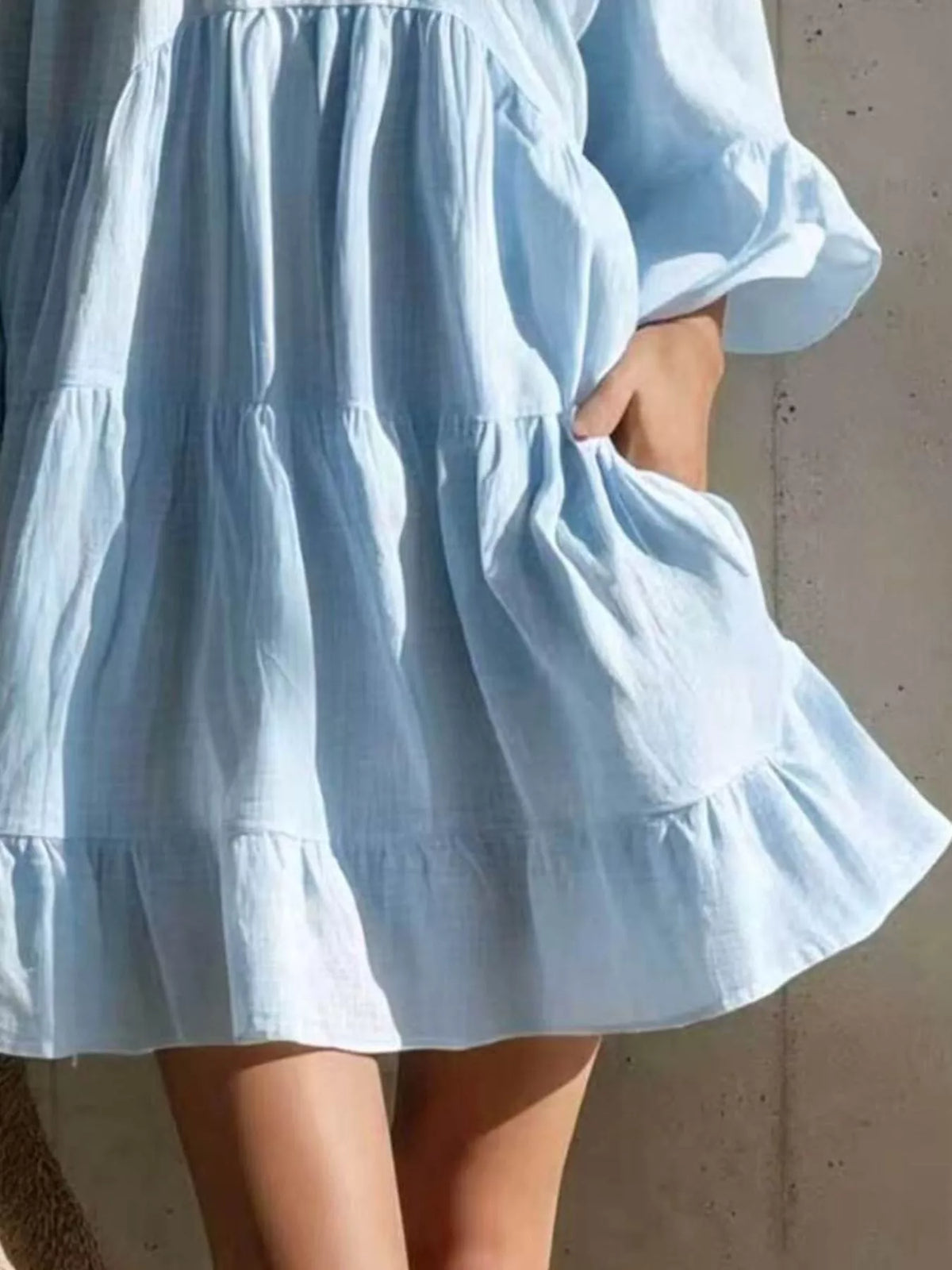 Full Size Lace Trim Puff Sleeve Mini Dress Plus Size
