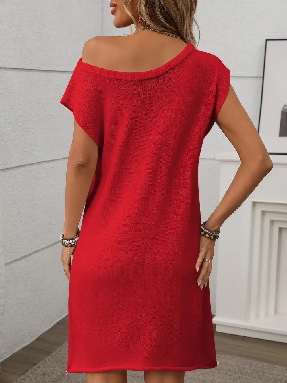 One Shoulder Mini Sweater Dress, view 10