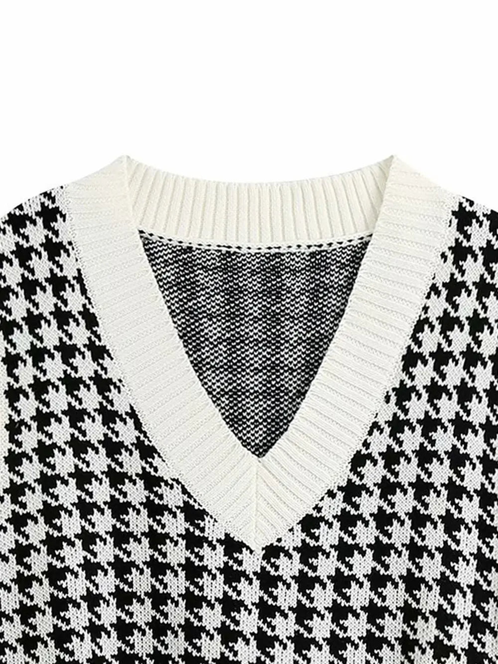 Houndstooth V-Neck Sweater Vest, view 3