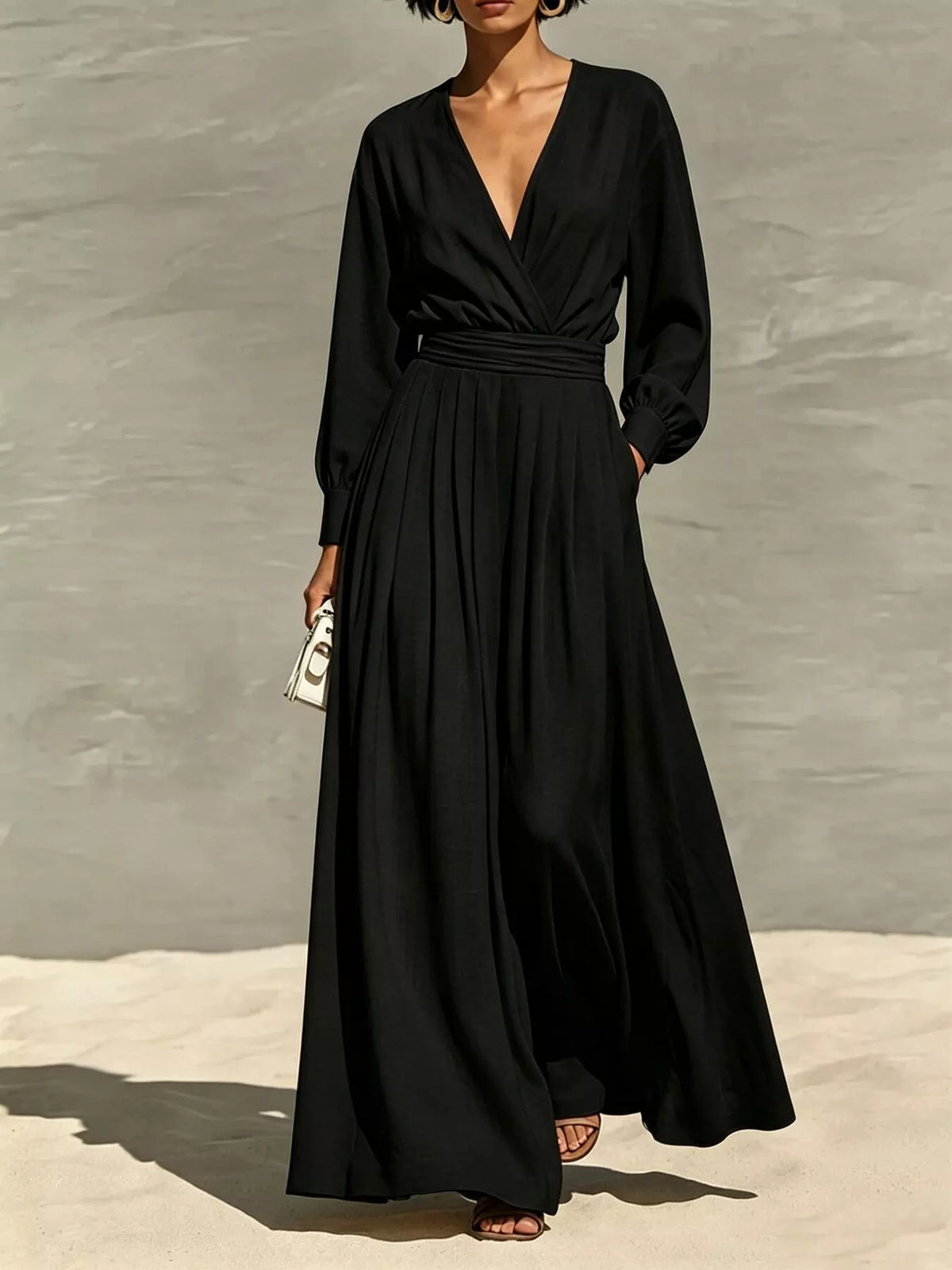 Long Sleeve Wide-Leg Jumpsuit