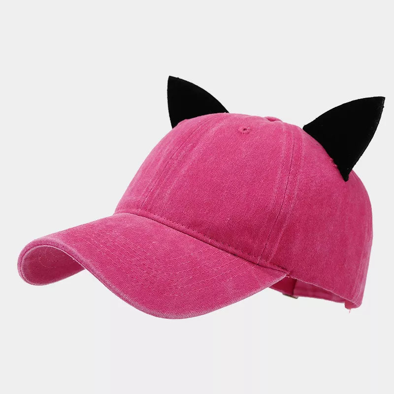 Washed Cat Ear Baseball Cap - Lilixa.store