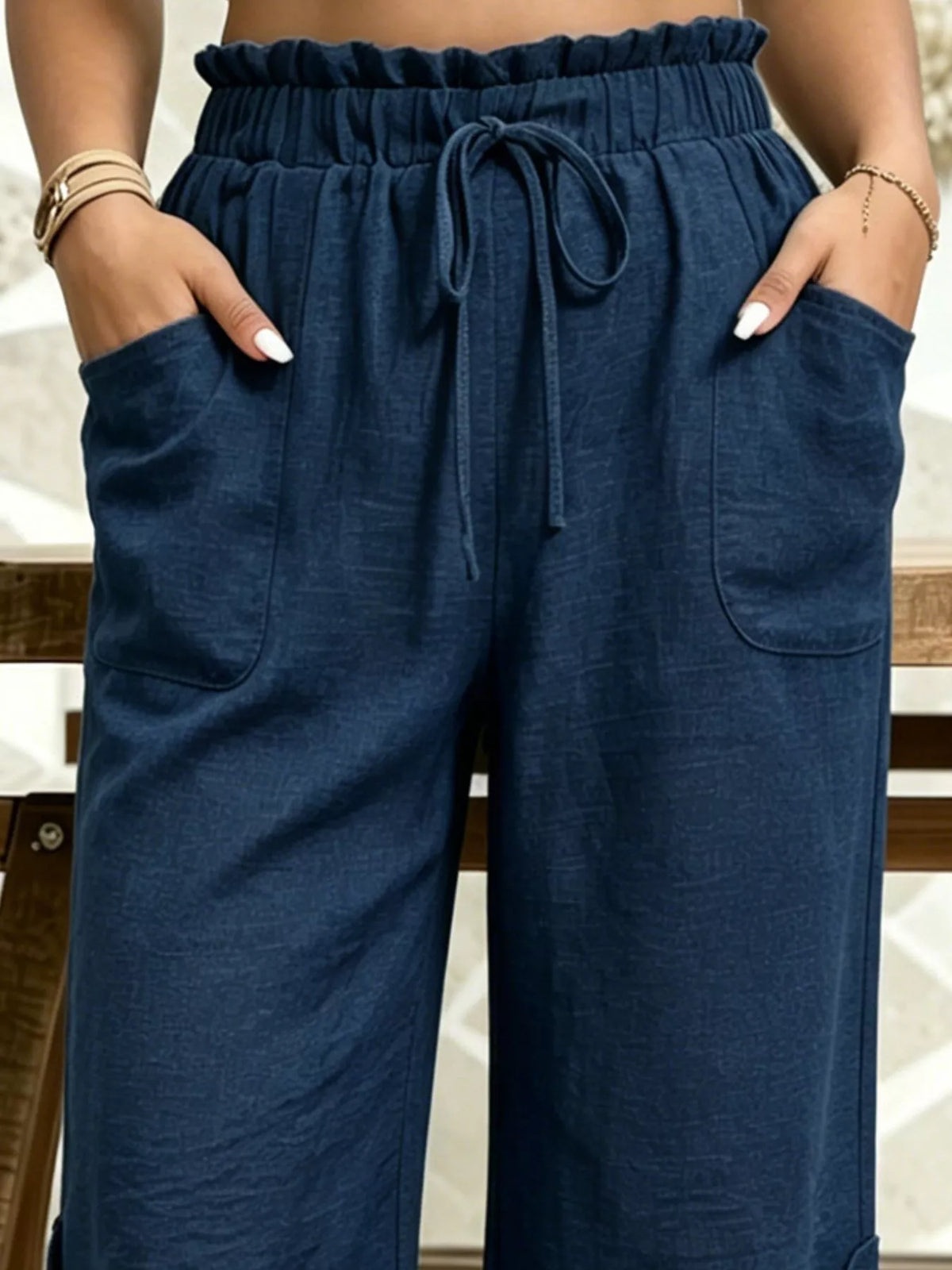 High-Waisted Drawstring Capris, view 13