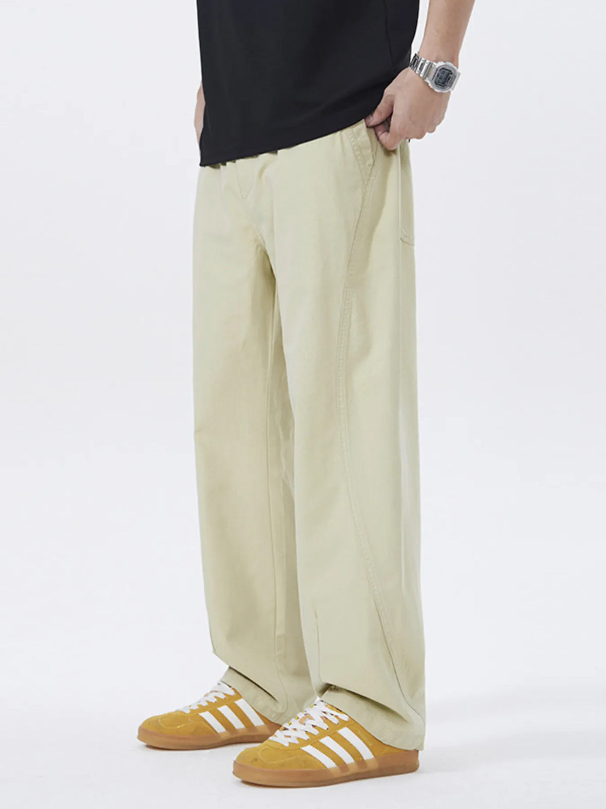 Men's Full Size Loose Fit Casual Pants Plus Size in Khaki