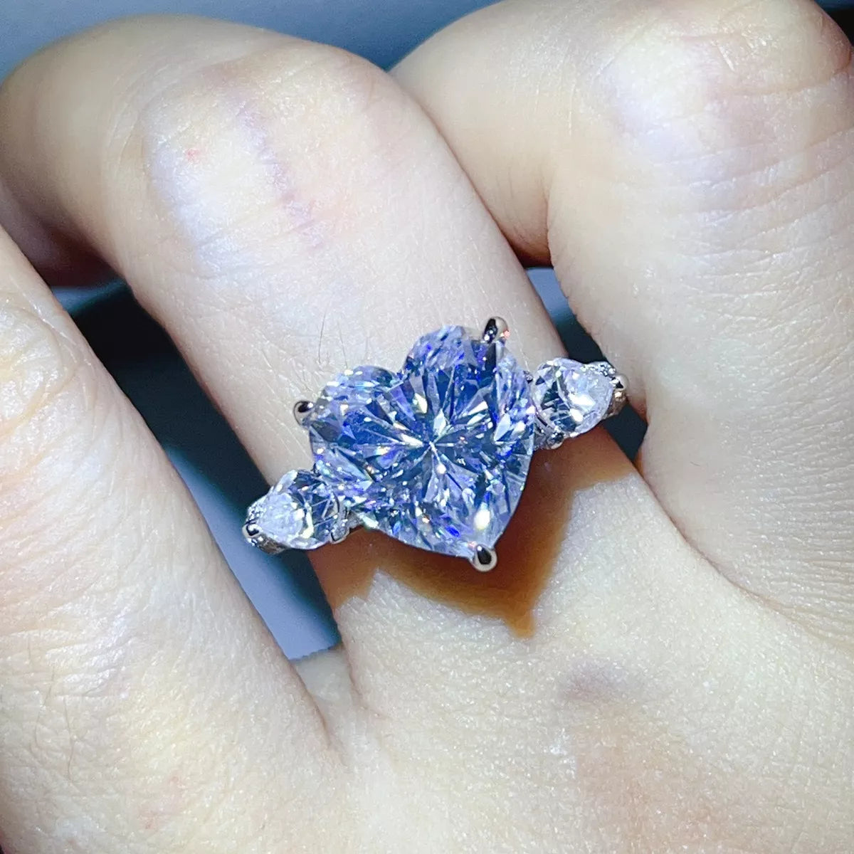 6 Carat 925 Sterling Silver Moissanite Heart Ring