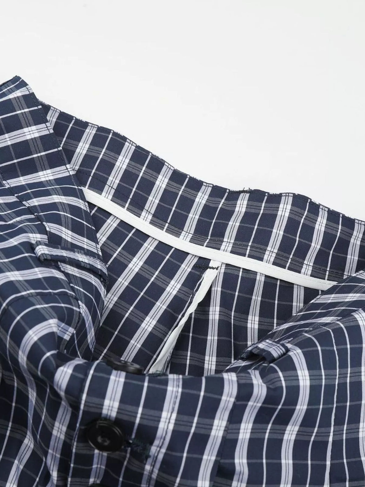 Men's Wide Leg Plaid Button-Front Pants