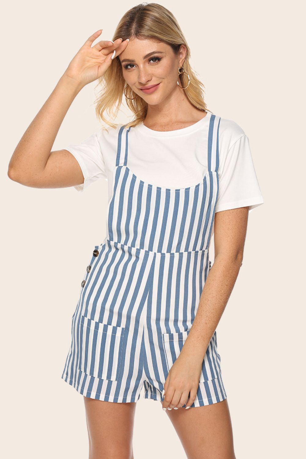 Striped Scoop Neck Romper - Lilixa.store