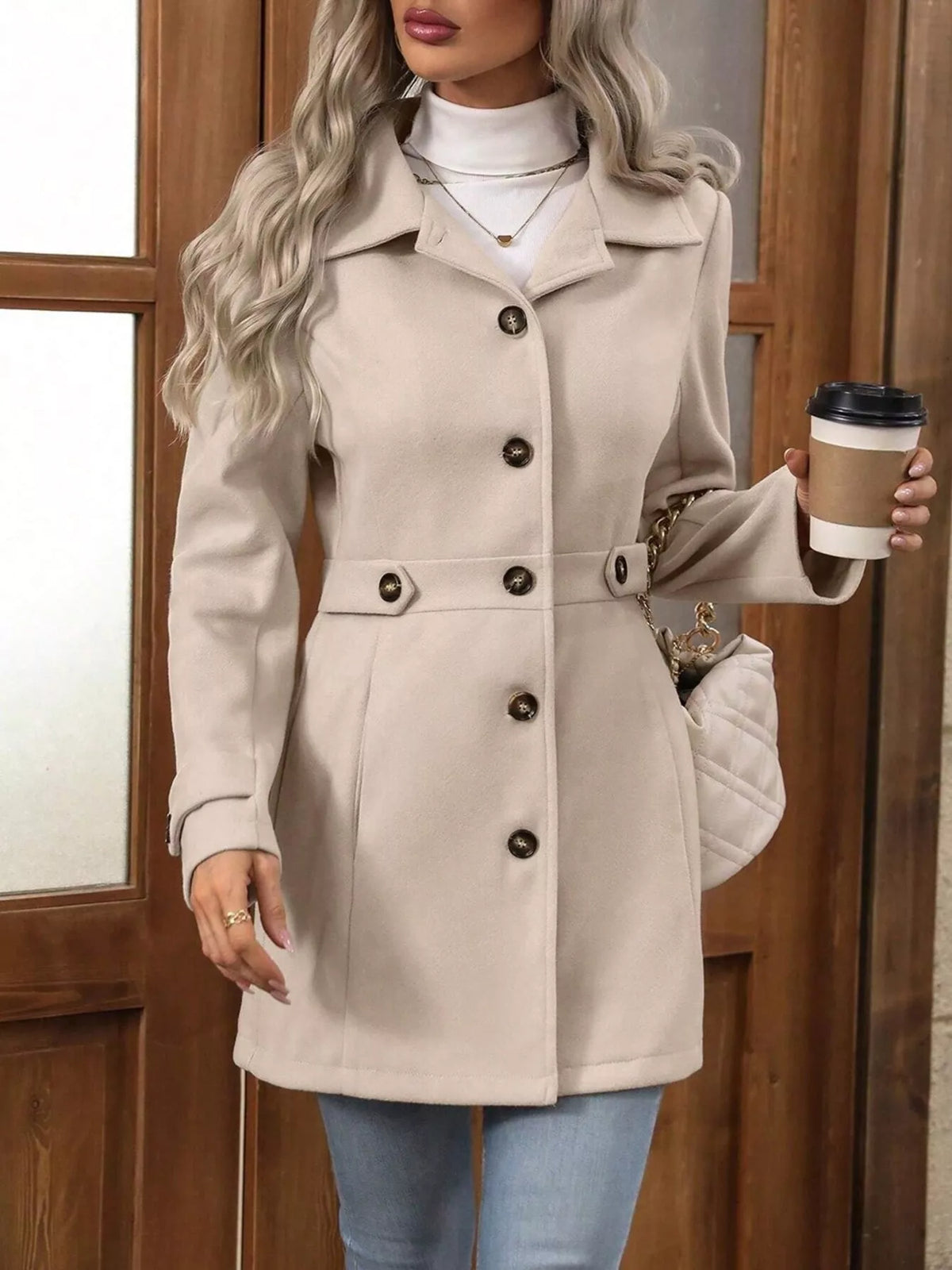 Single-Breasted Long Sleeve Coat - Lilixa.store