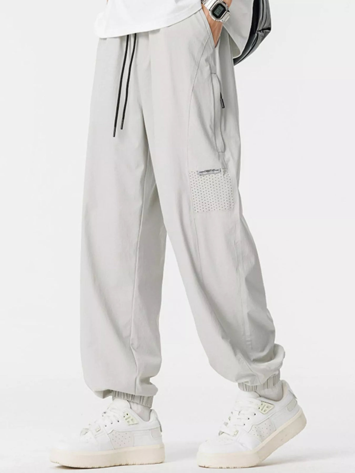 Men's Plus Size Lightweight Breathable Casual Pants in Light Gray