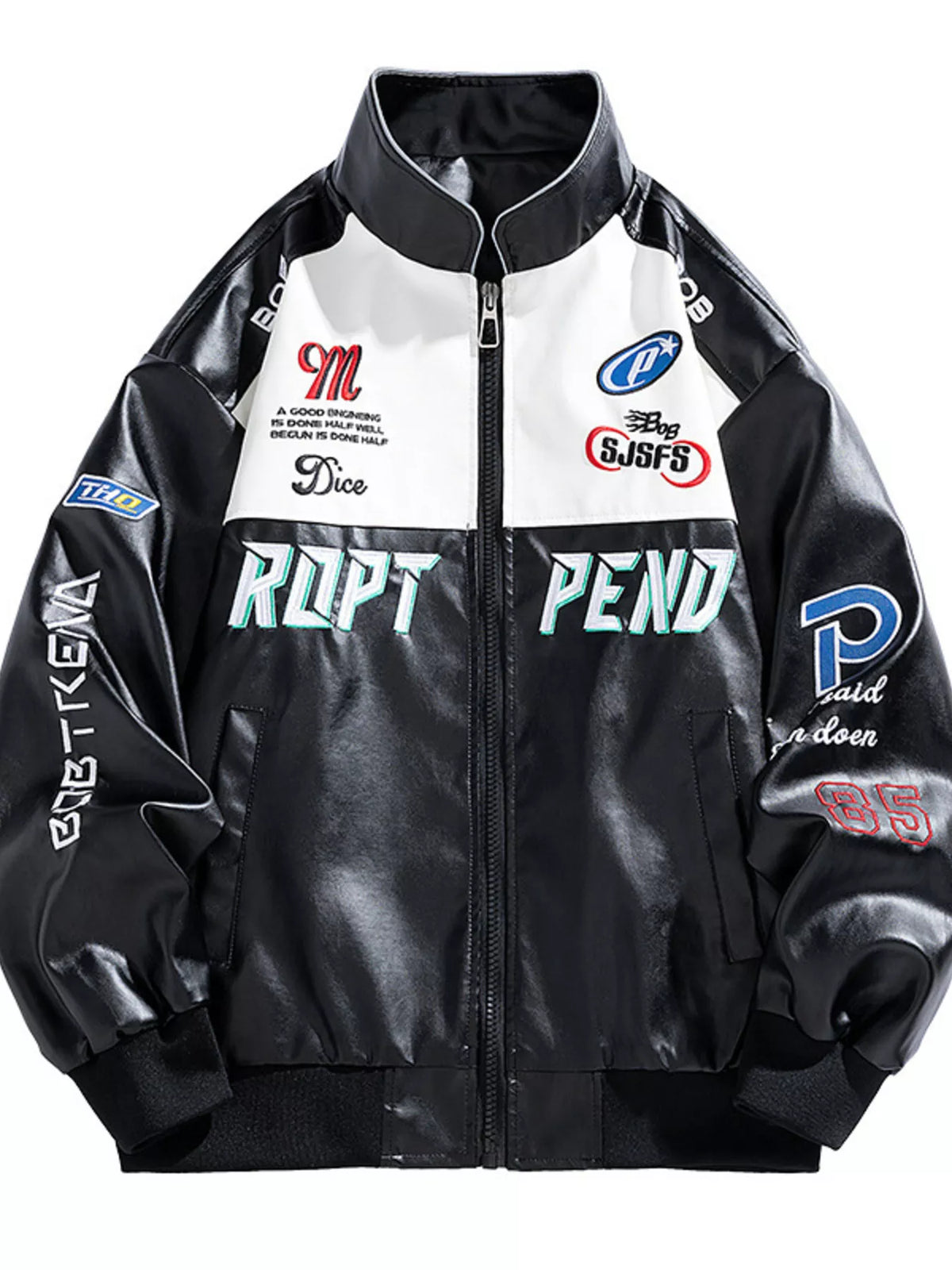 Men's Plus Size Racing-Inspired Zip Up Jacket - Lilixa.store
