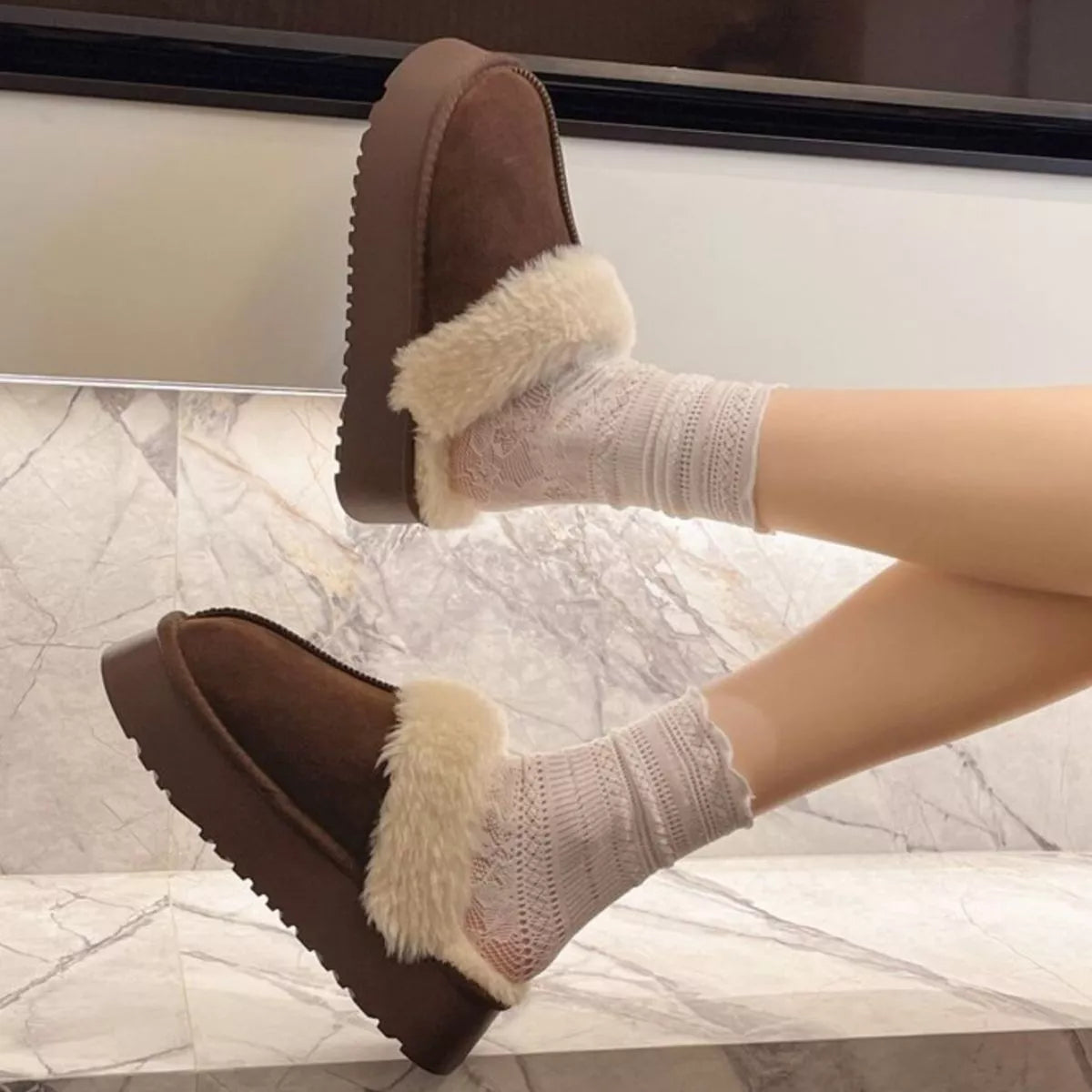 Round Toe Platform Slippers - Lilixa.store
