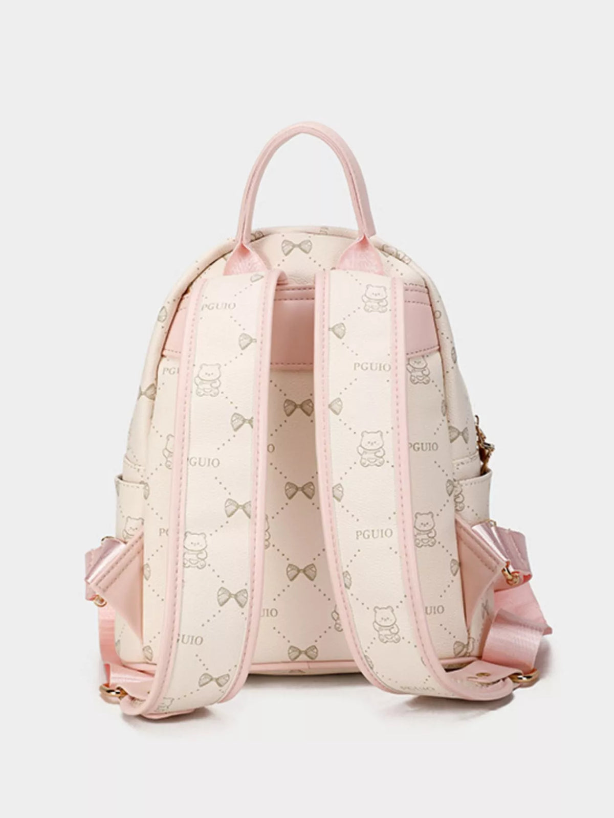 Bear Print PU Leather Backpack Bag, view 6