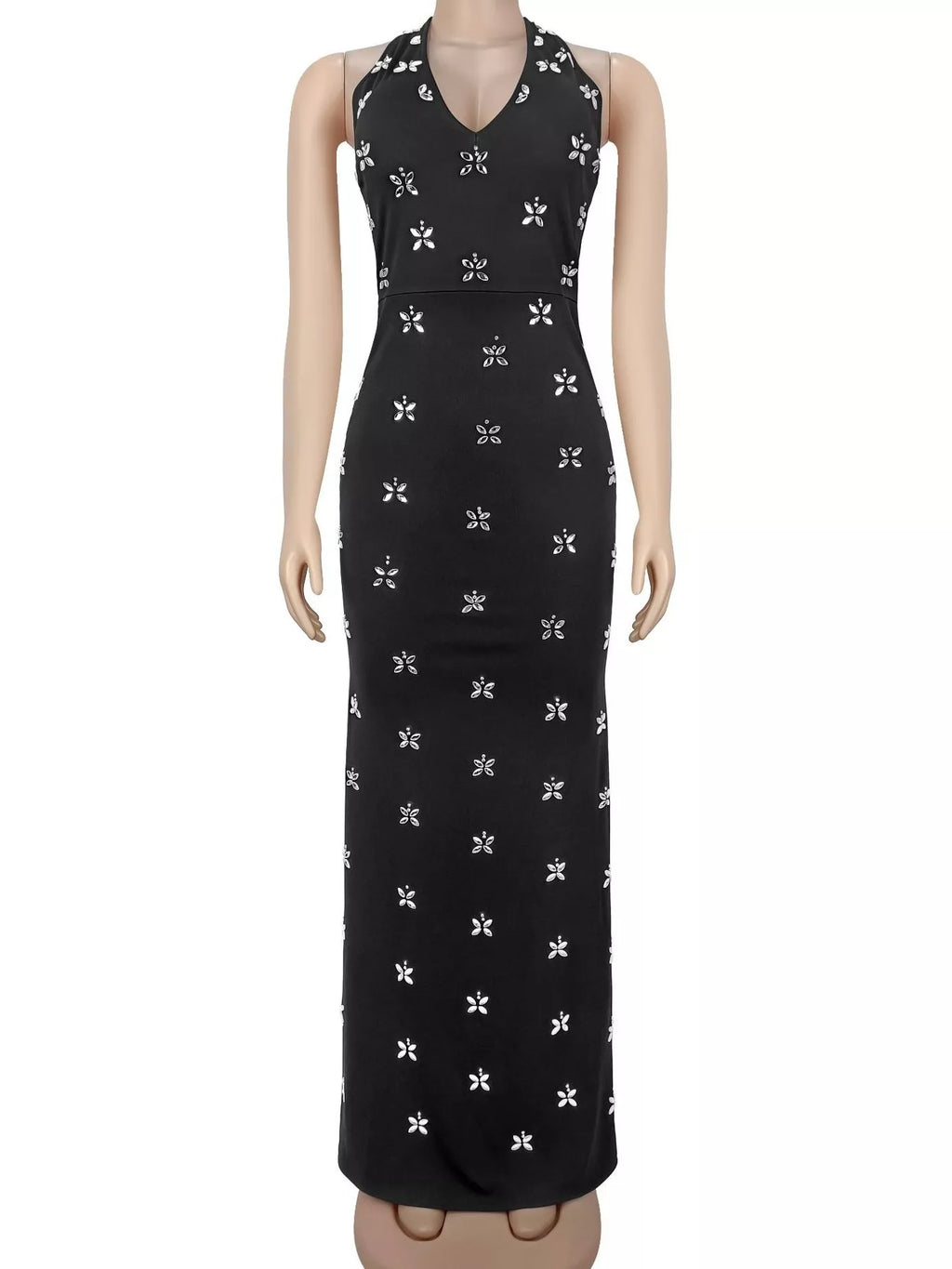 Floral Halter Neck Maxi Dress - Lilixa.store