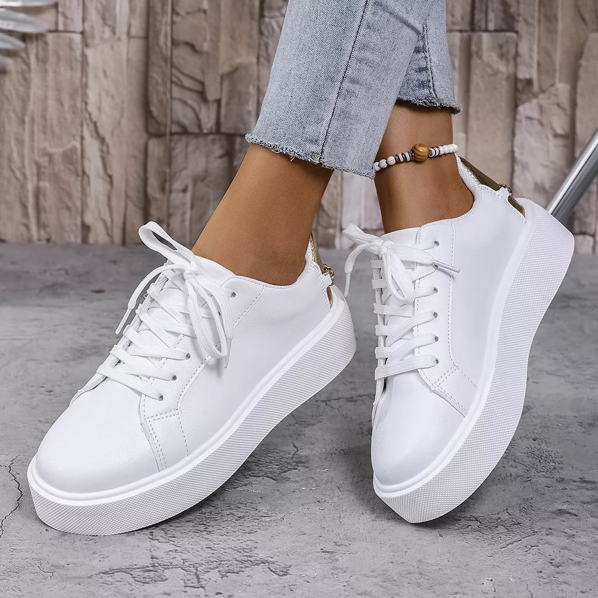 Round Toe Platform Sneakers - Lilixa.store