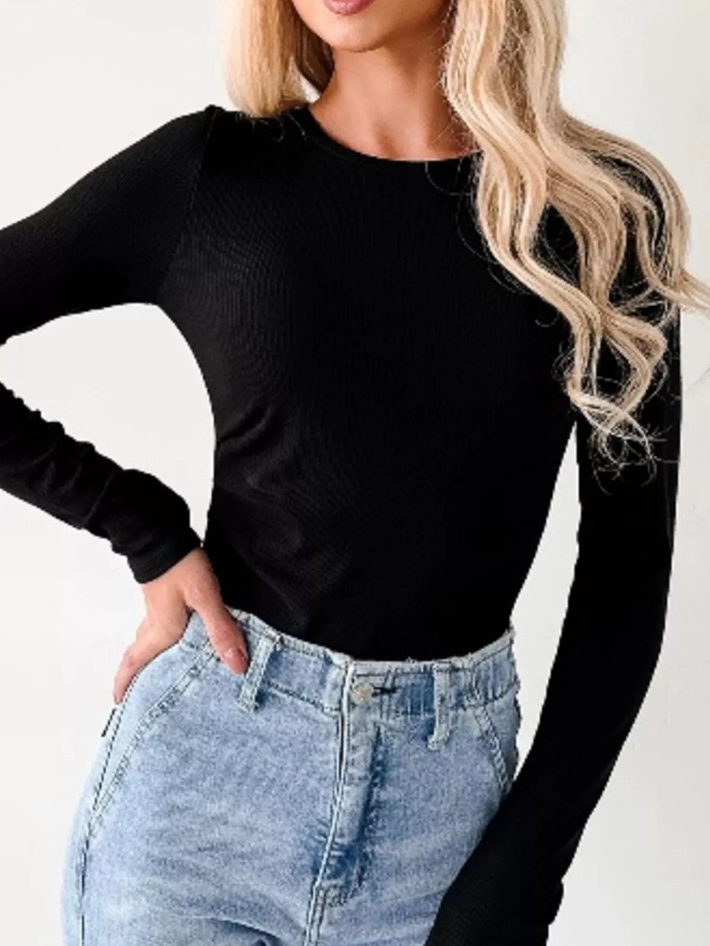 Ribbed Long Sleeve Fitted Bodysuit - Lilixa.store