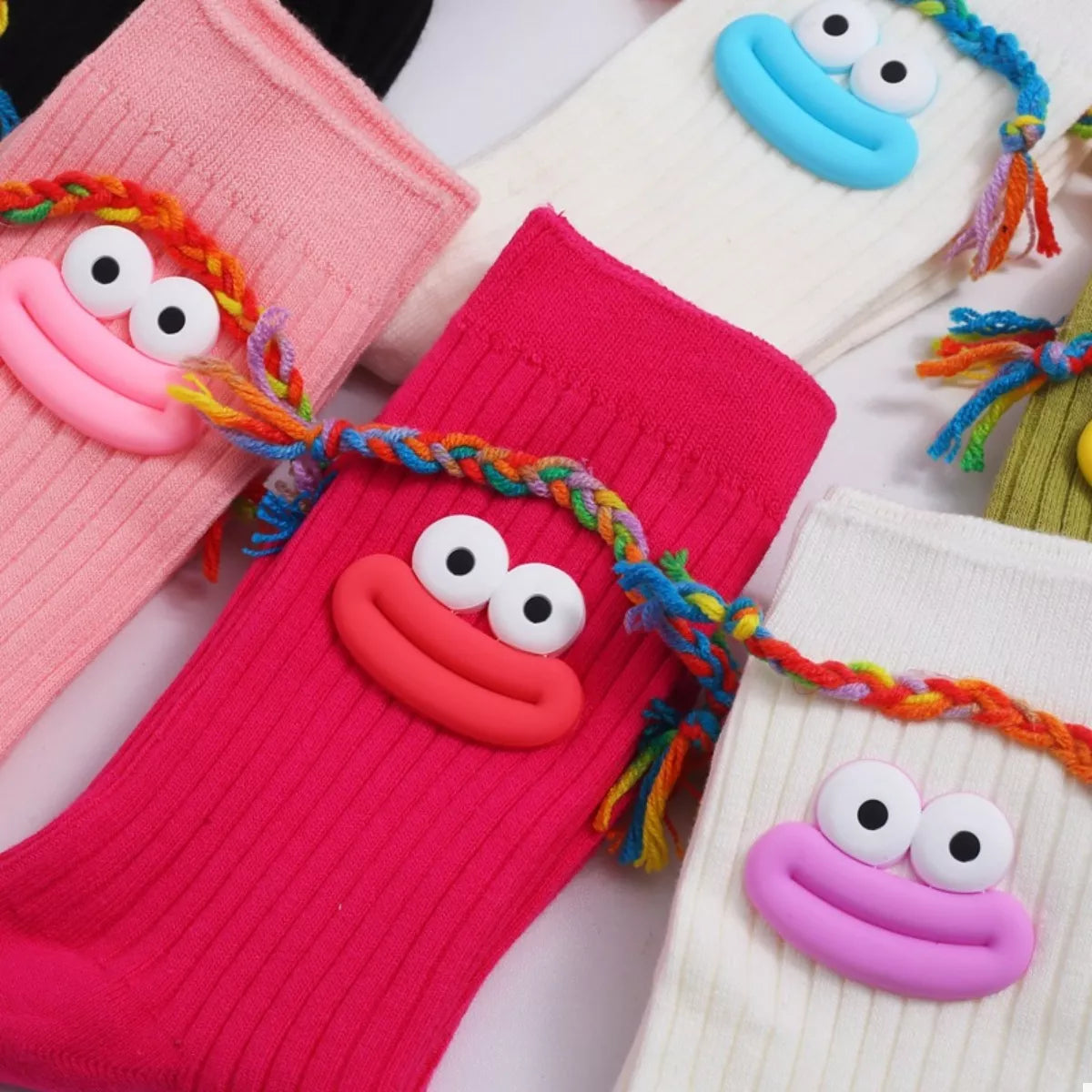 Cartoon Ribbed Knit Crew Socks - Lilixa.store