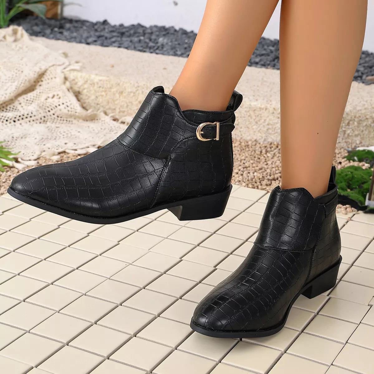 Point Toe Block Heels Boots - Lilixa.store