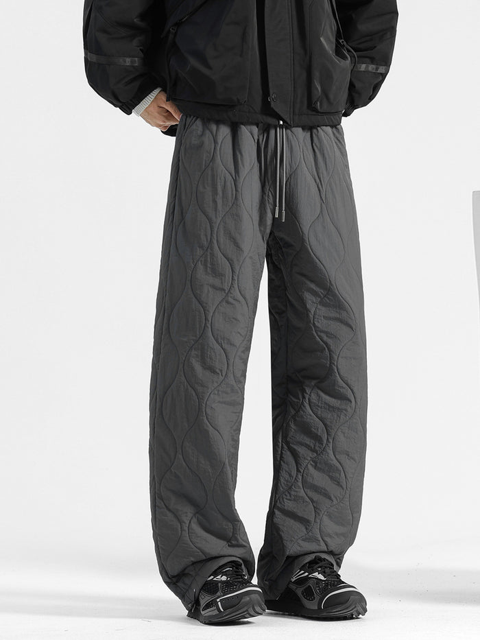 Men's Plus Size Quilted Loose-Fit Pants in Dark Gray