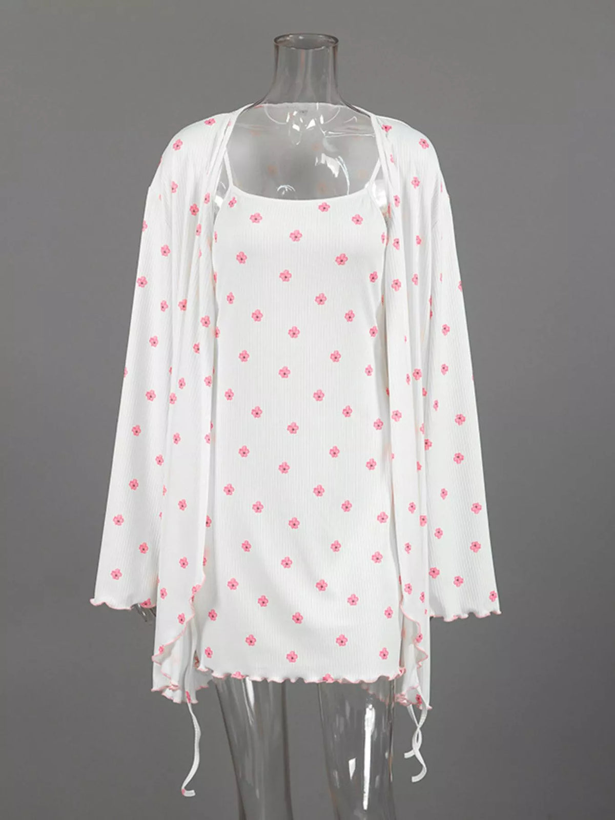 Floral Print Cami Dress and Cardigan Lounge Set - Lilixa.store