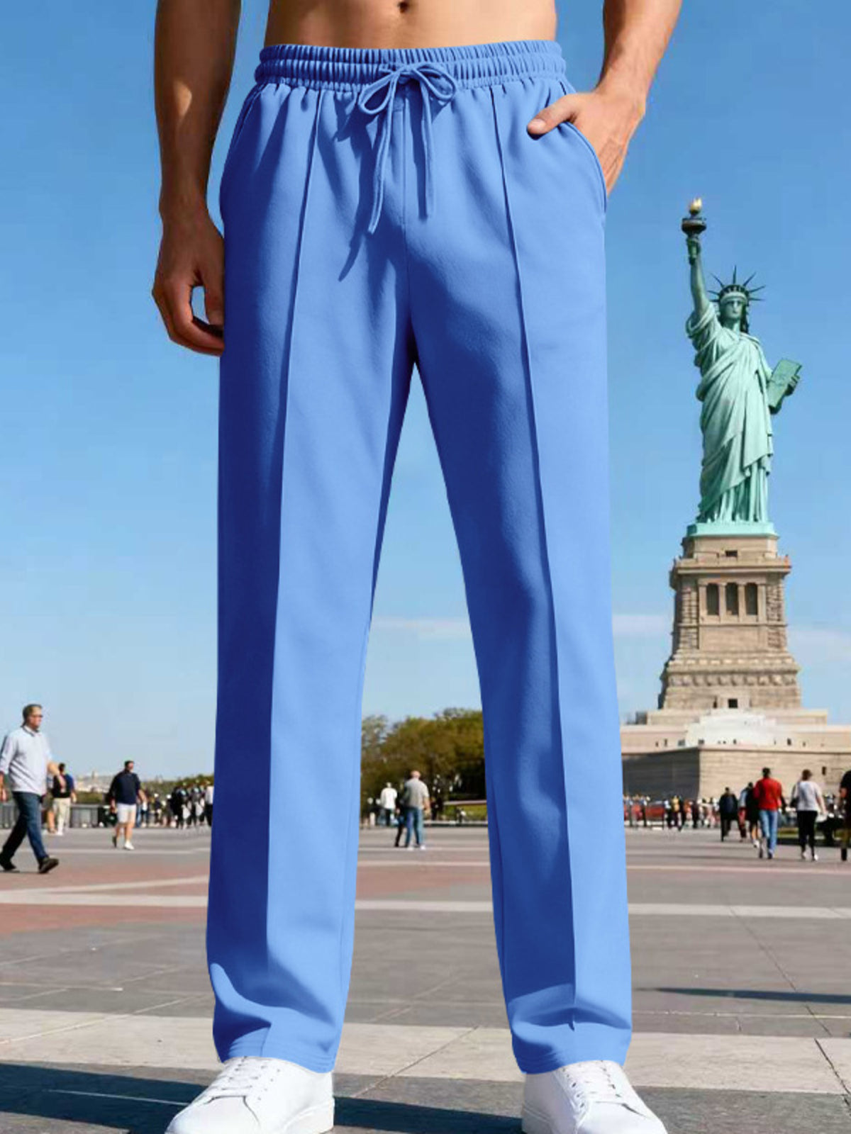 Men's Full Size Drawstring Straight Leg Pants Plus Size
