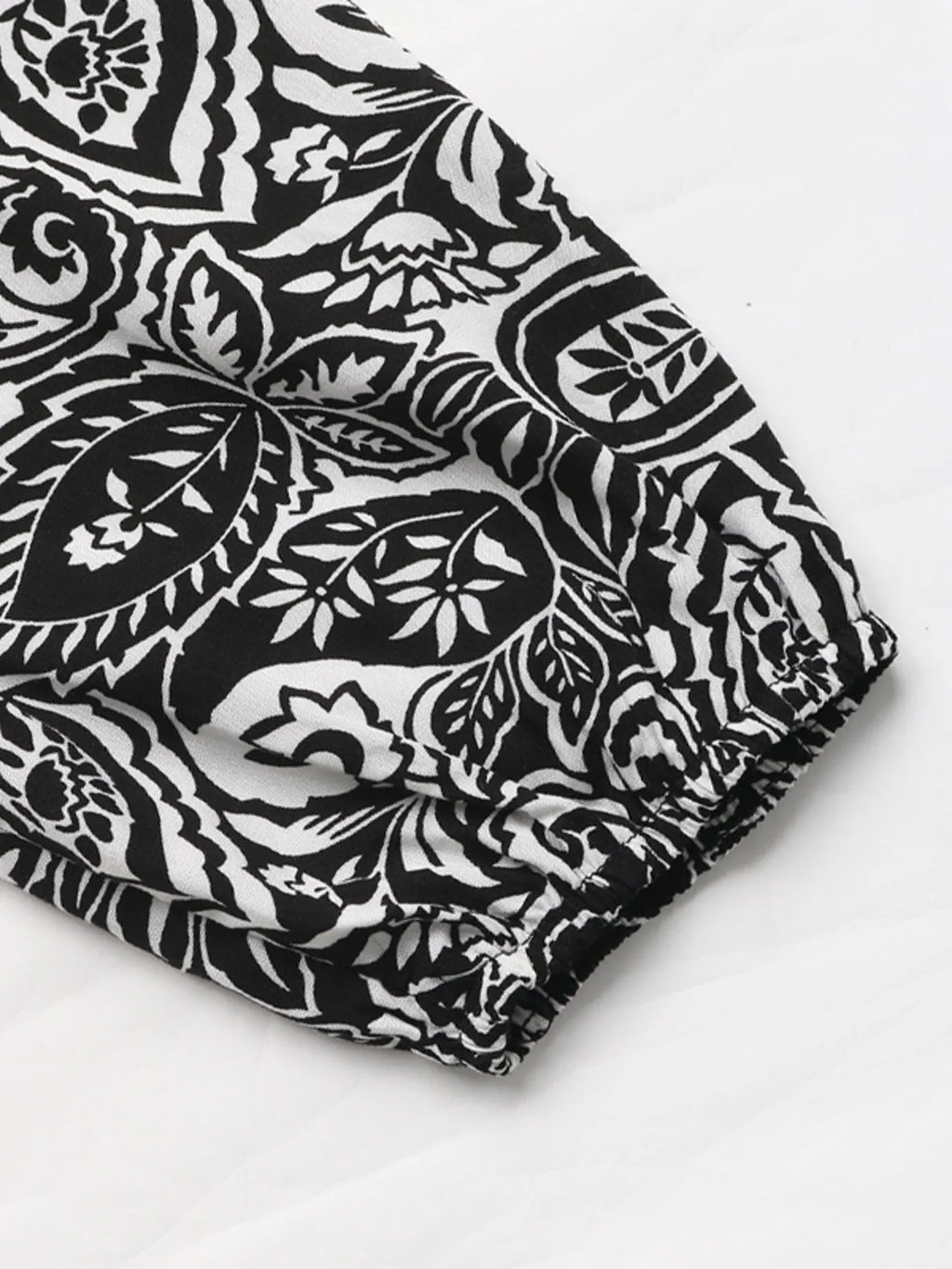 Paisley Print Long Sleeve Midi Dress in Black, view 8