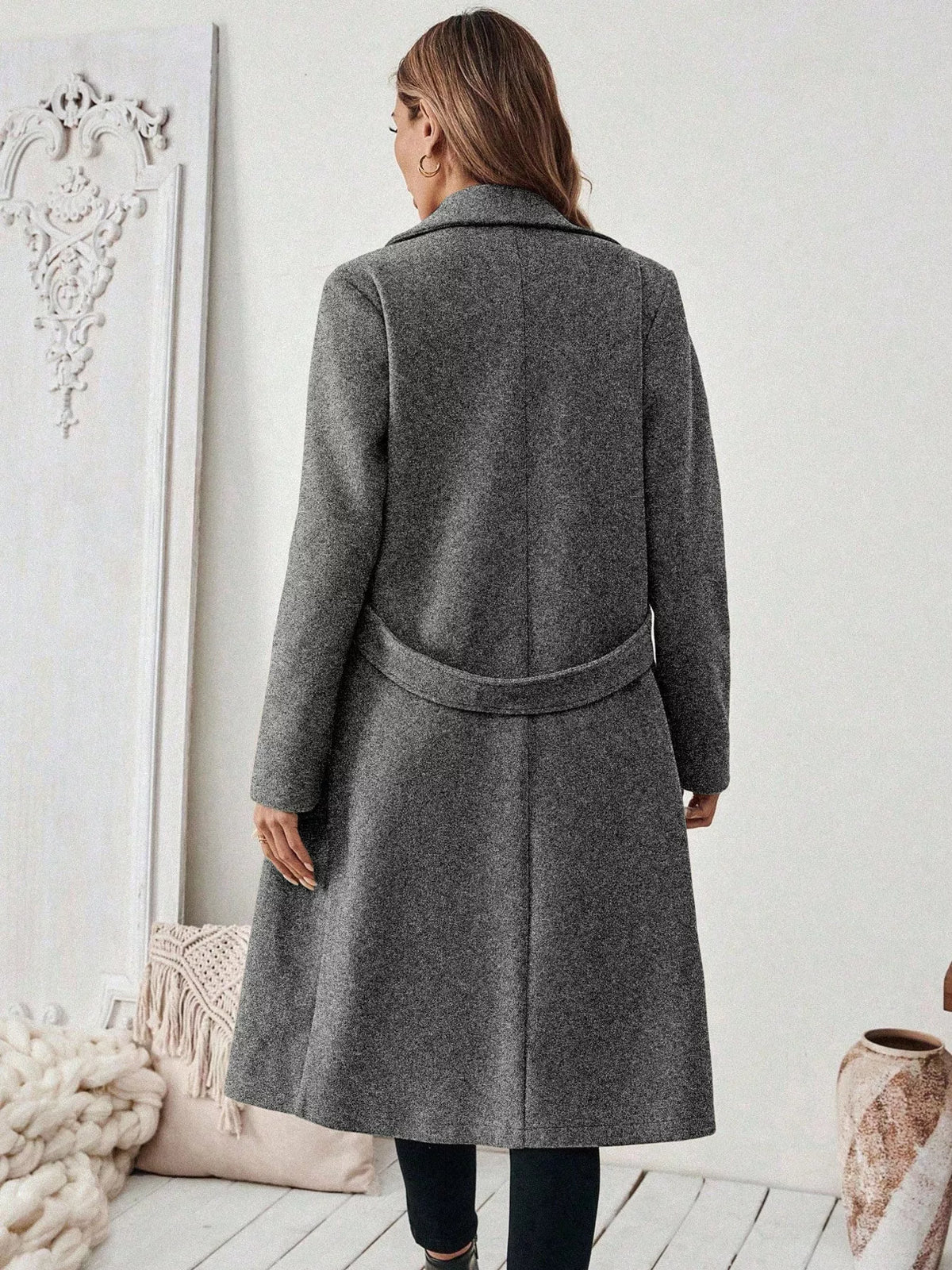 Lapel Collar Longline Coat - Lilixa.store