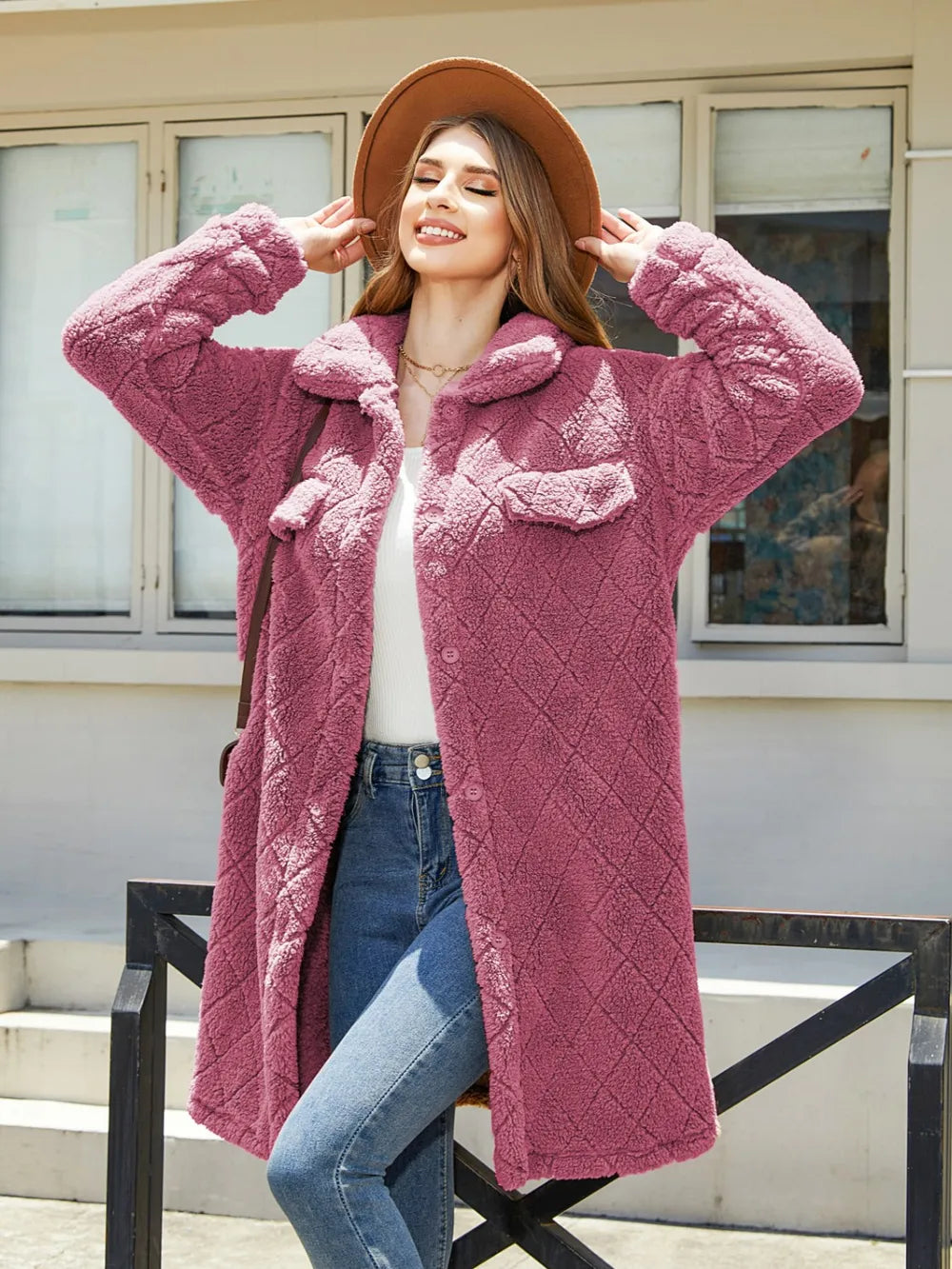 Texture Button Up Dropped Shoulder Coat - Lilixa.store