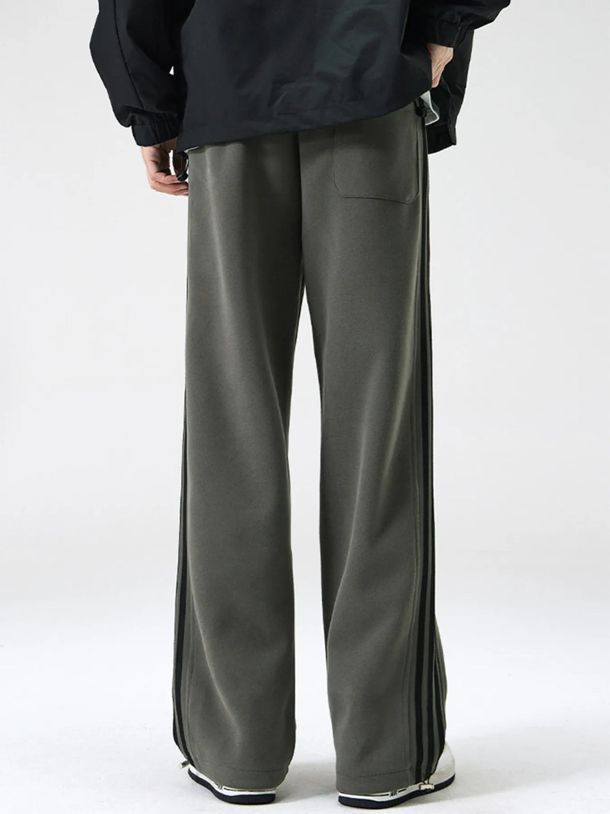 Men's Plus Size Drawstring Striped Wide Leg Pants, view 3