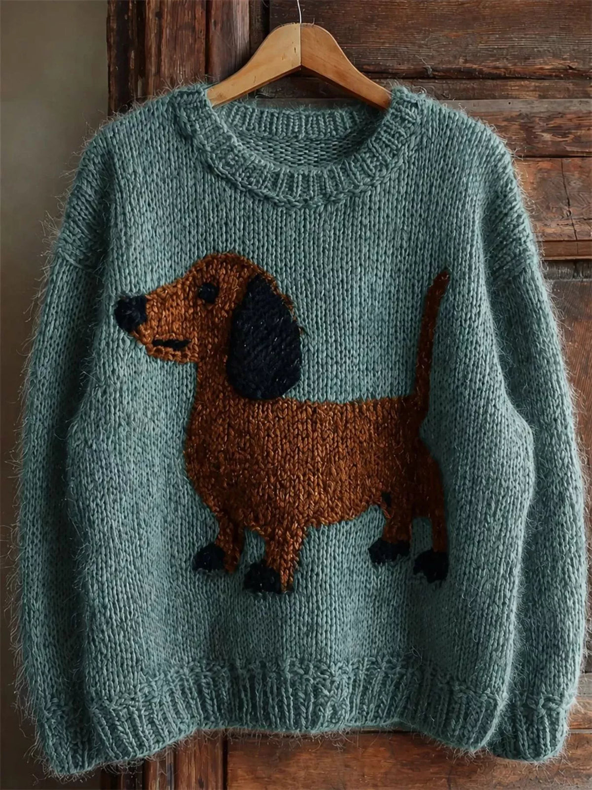Dachshund Dropped Shoulder Sweater - Lilixa.store