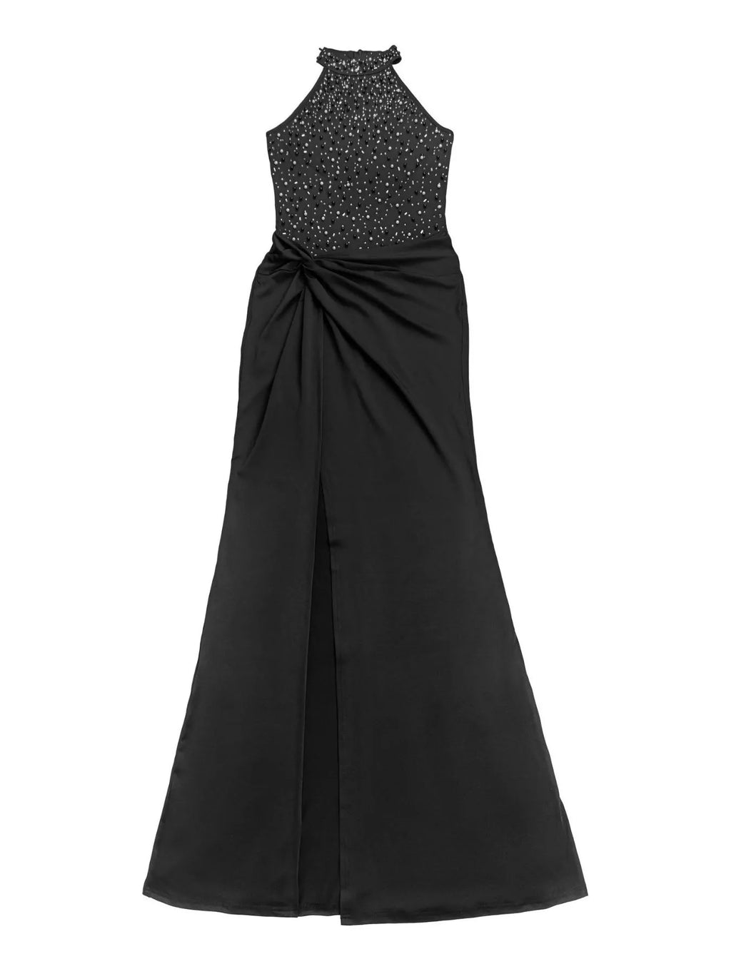 Slit Rhinestone Sleeveless Maxi Dress - Lilixa.store