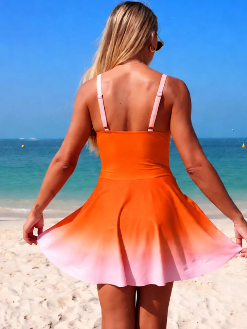 V-Neck Gradient One-Piece Swimsuit - Lilixa.store