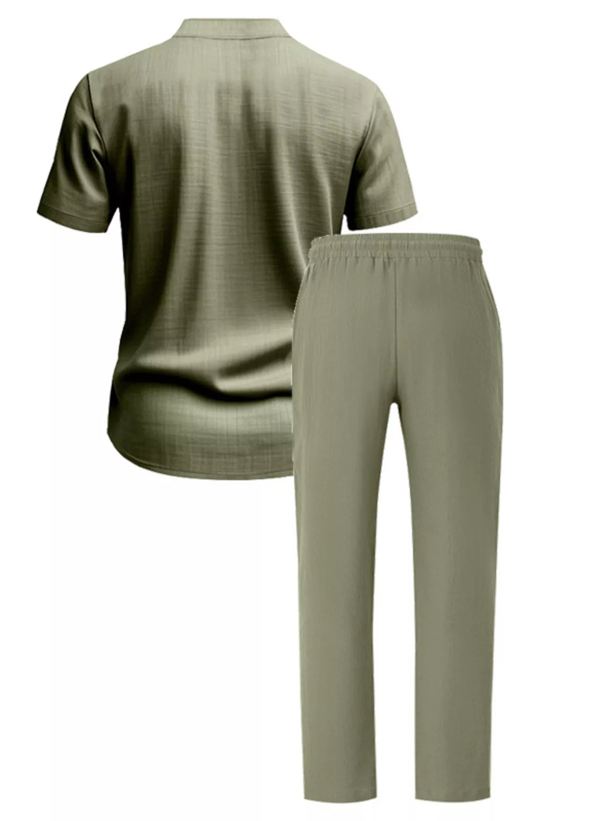 Men's Full Size Casual Button Up Short Sleeve Shirt and Pants Set Plus Size - Lilixa.store