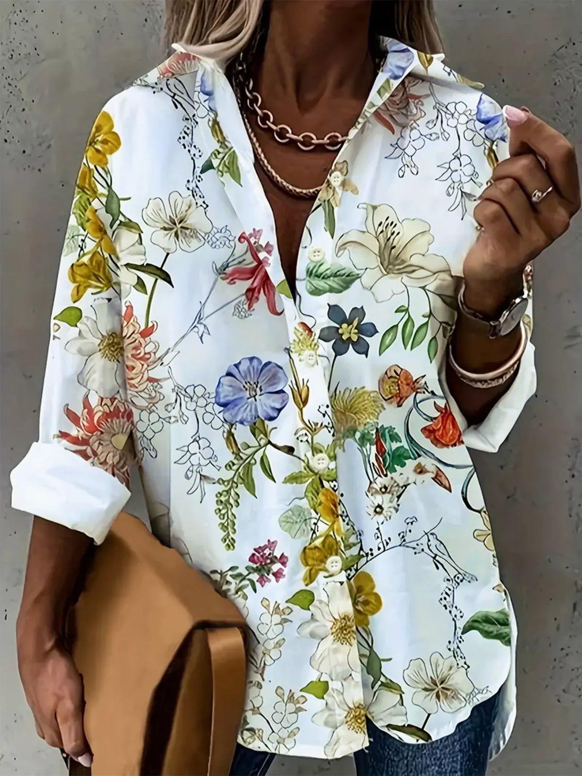 Floral Print Button-Down Shirt - Lilixa.store