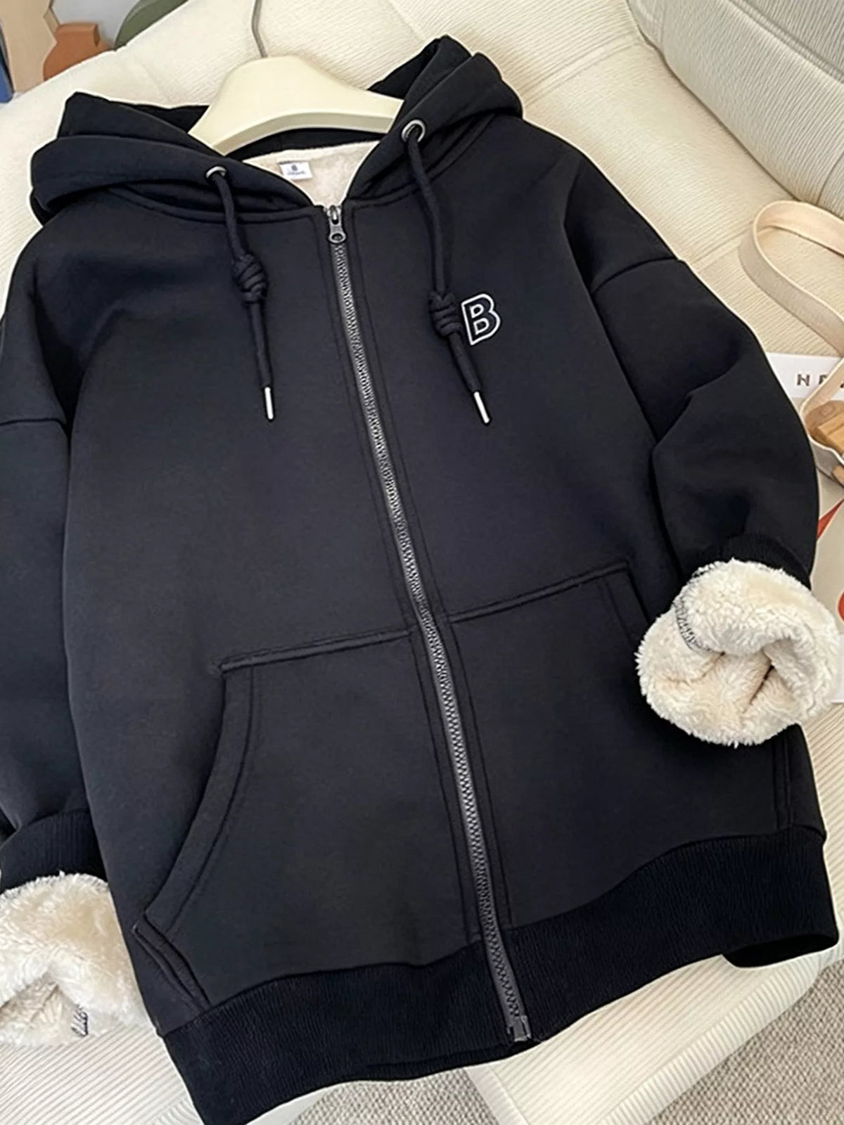 Fleece-Lined Zip-Up Hoodie