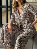Leopard Print Ruffle Trim and Pants Lounge Set - Lilixa.store